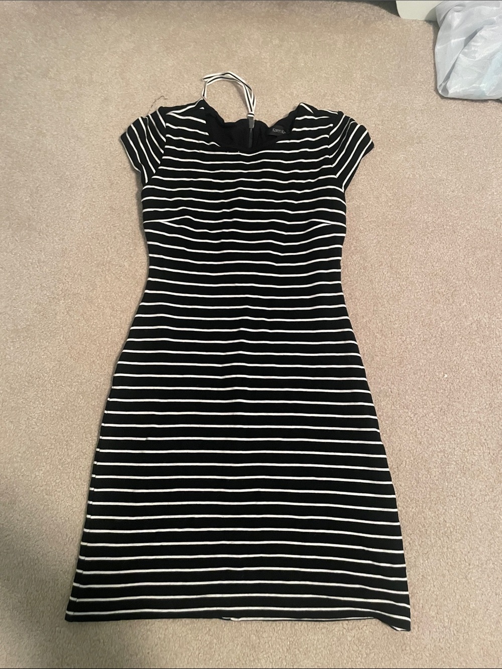 Karen Kane Black and White Striped Midi Dress